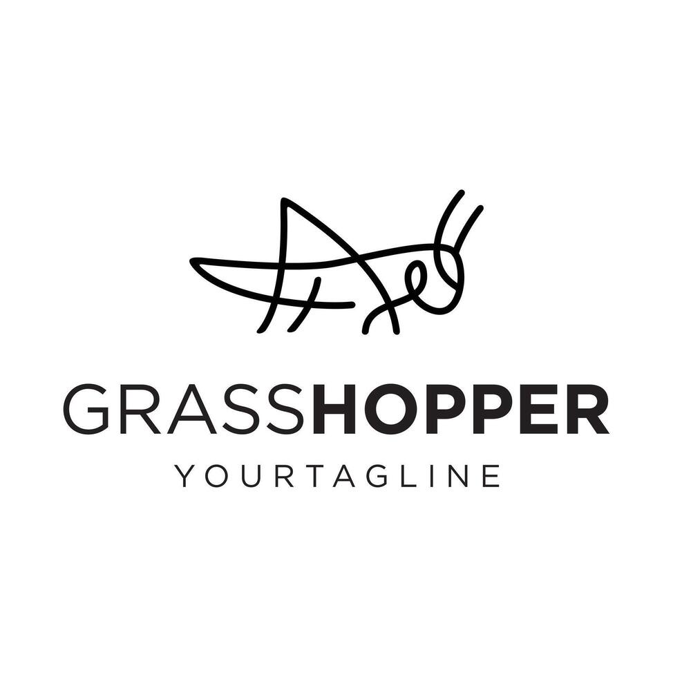 Grasshopper logo design line art vector