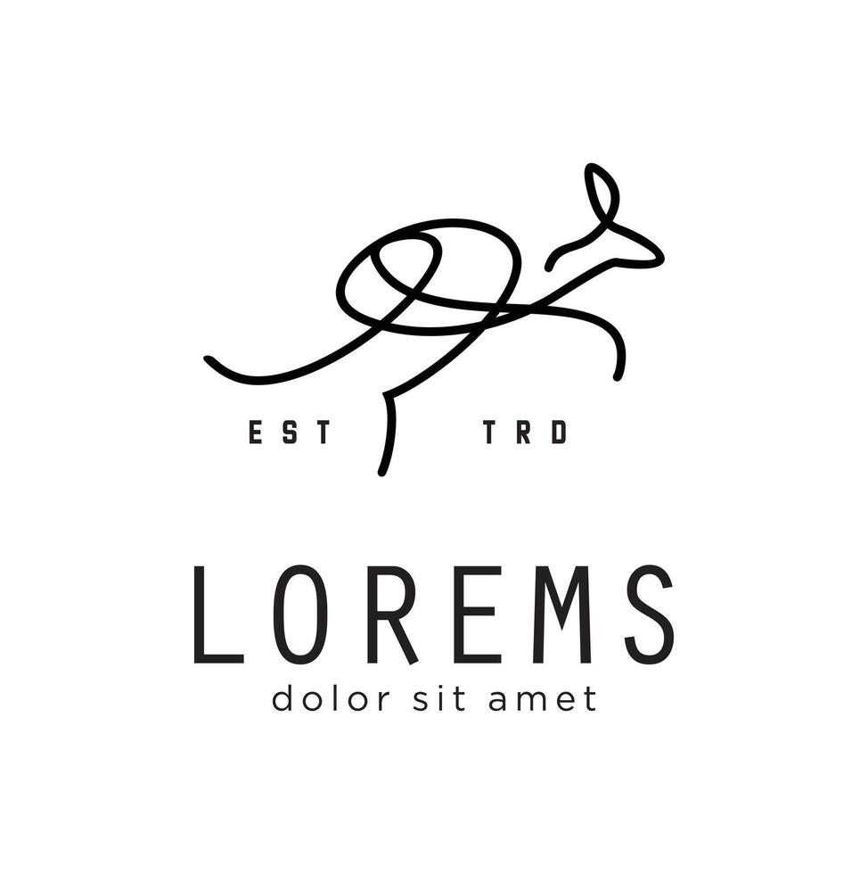 abstract kangaroo logo design line art vector