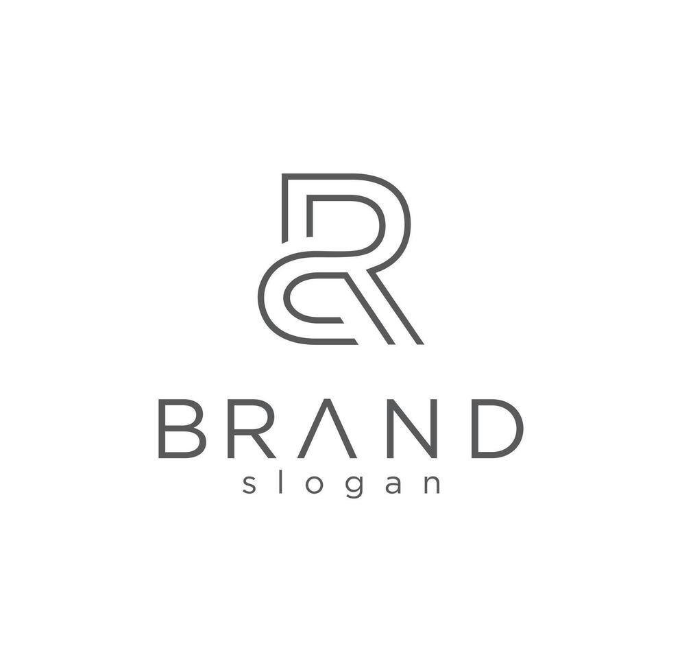 Brand logo with a letter r and a line vector