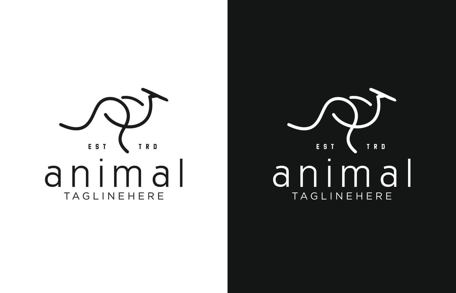 Animal kangaroo logo line art design template vector