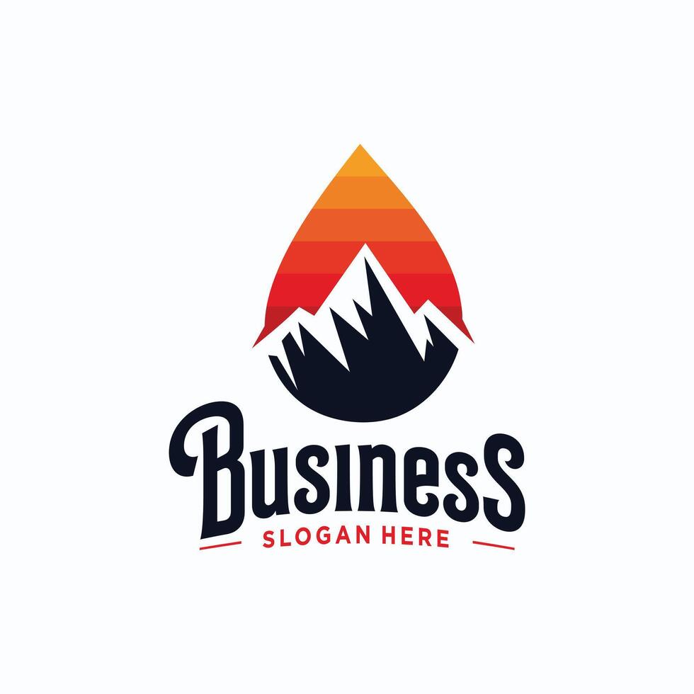Mountain with water drop logo design template vector
