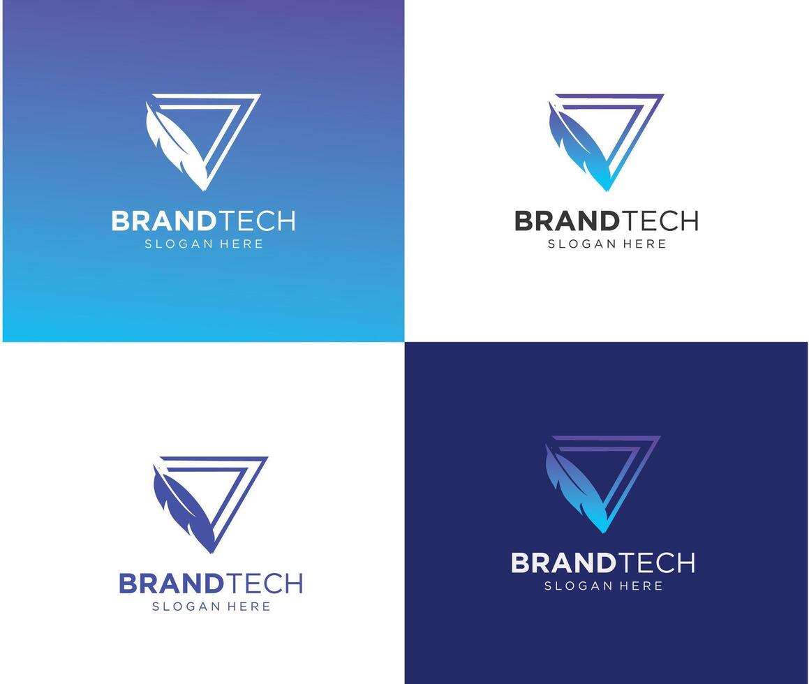 Quill tech logo design template vector