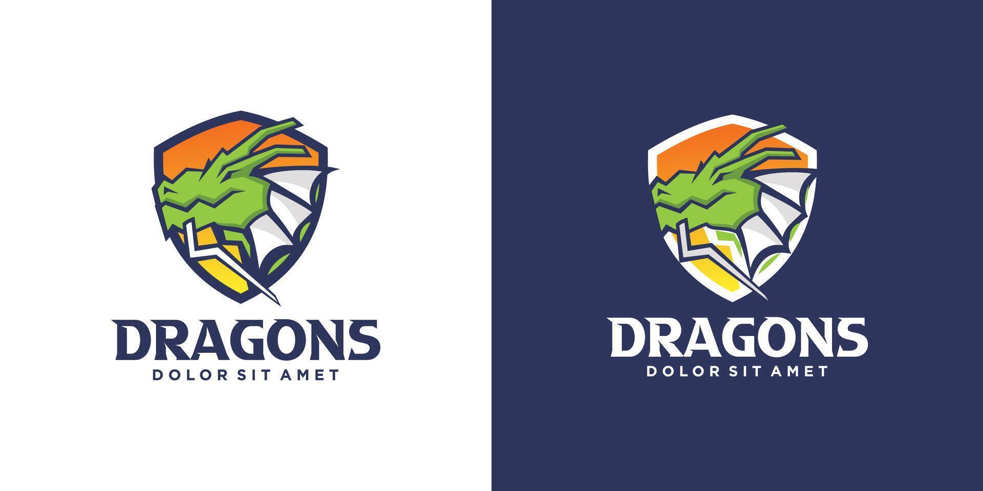 Dragon logo design for a sports team vector