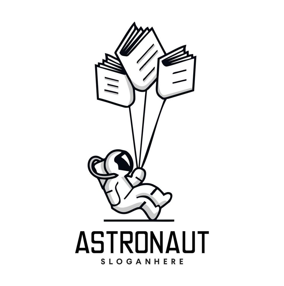 astronauts flying Logo Design With book vector