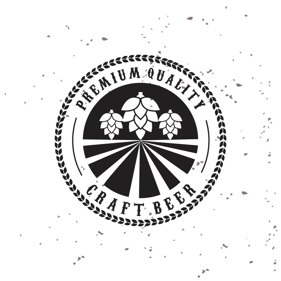Craft beer logo design with hops and tree vector