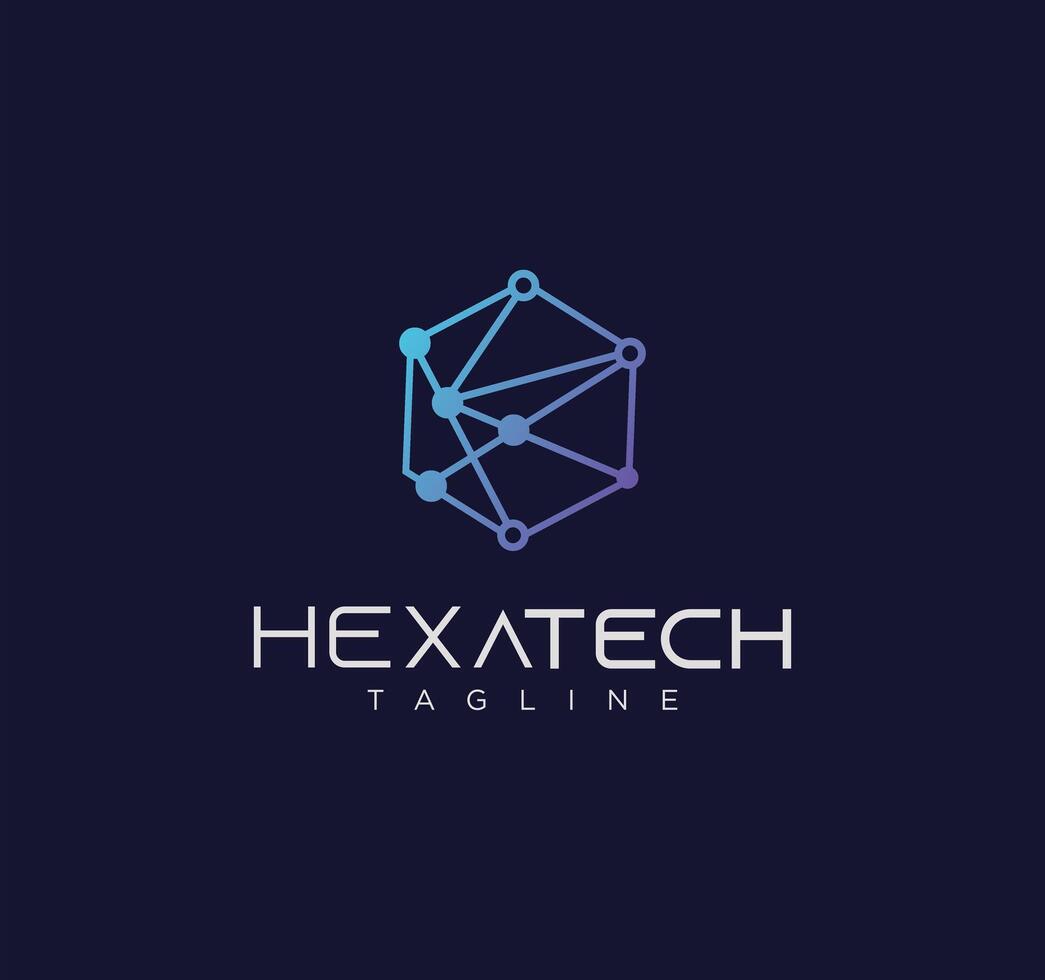 Hexagon tech logo design connect vector