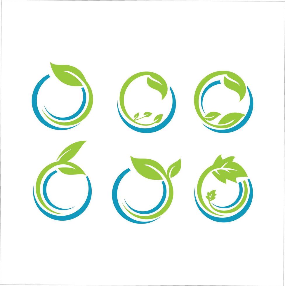 Four different logos for a company with leaves vector