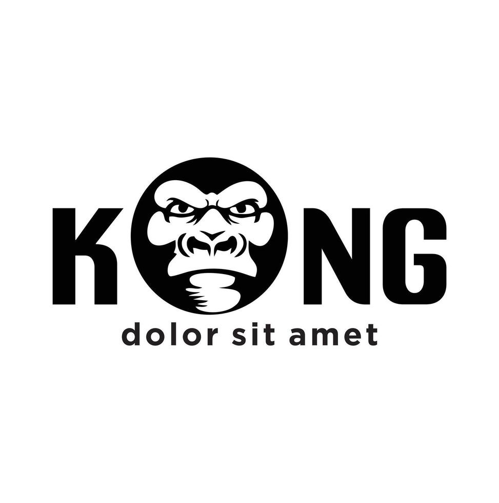 A logo for kong, a gorilla with a black face vector