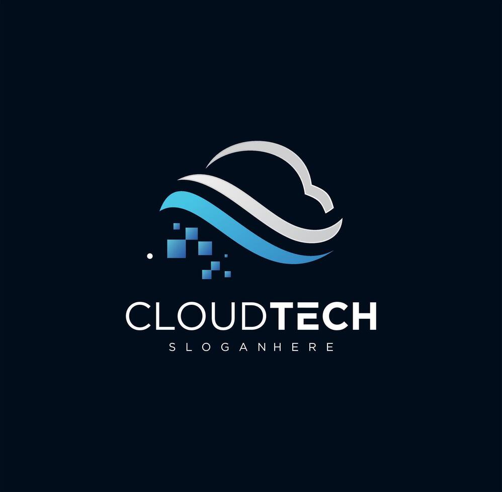 Cloud tech logo design vector