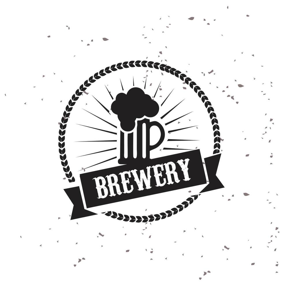 Beer logo with a glass of beer and the words brewery vector