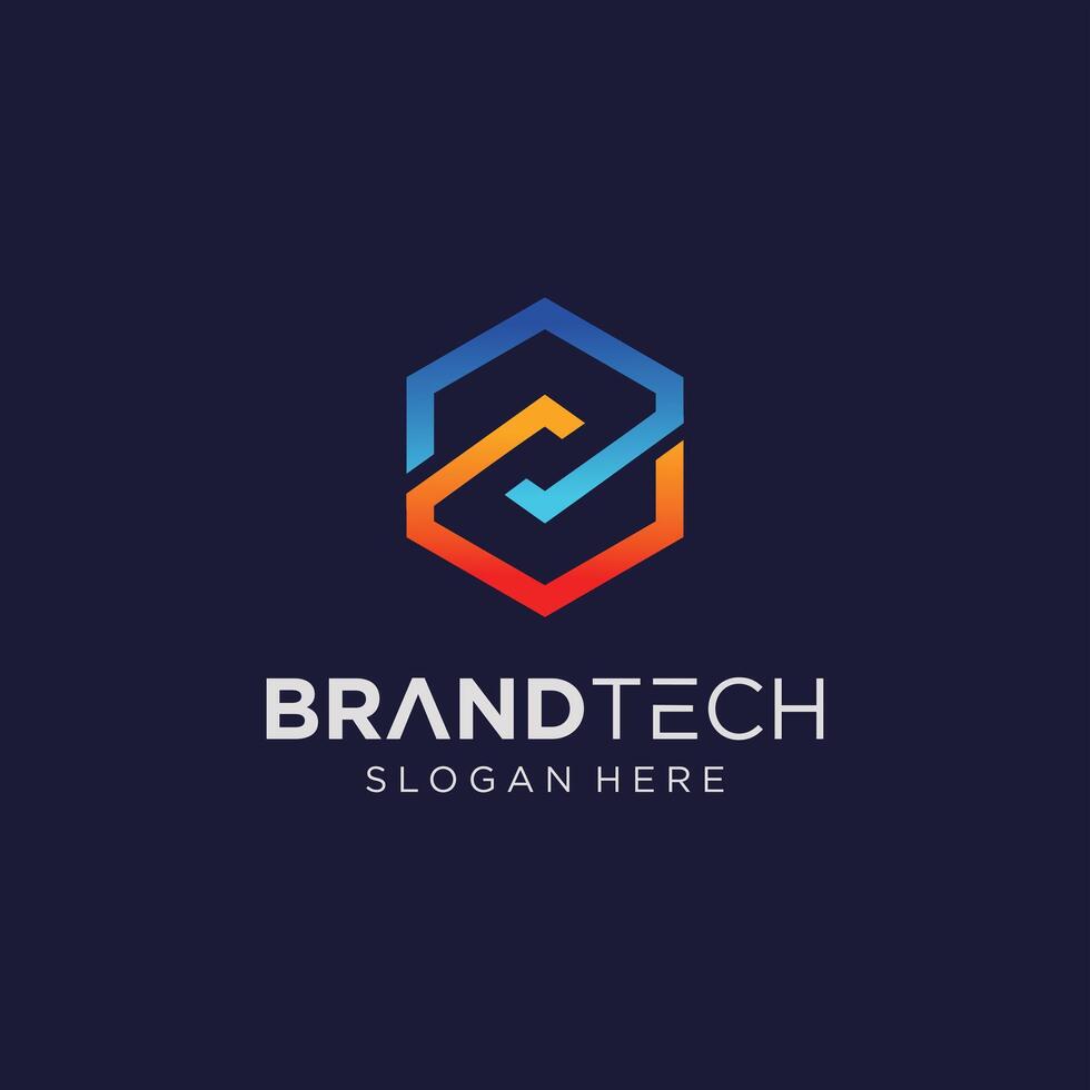 Brand tech logo design vector