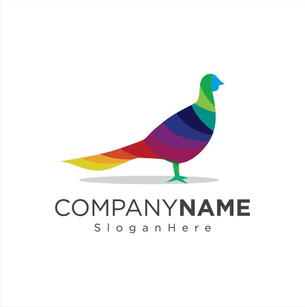 Colorful pheasant logo design vector