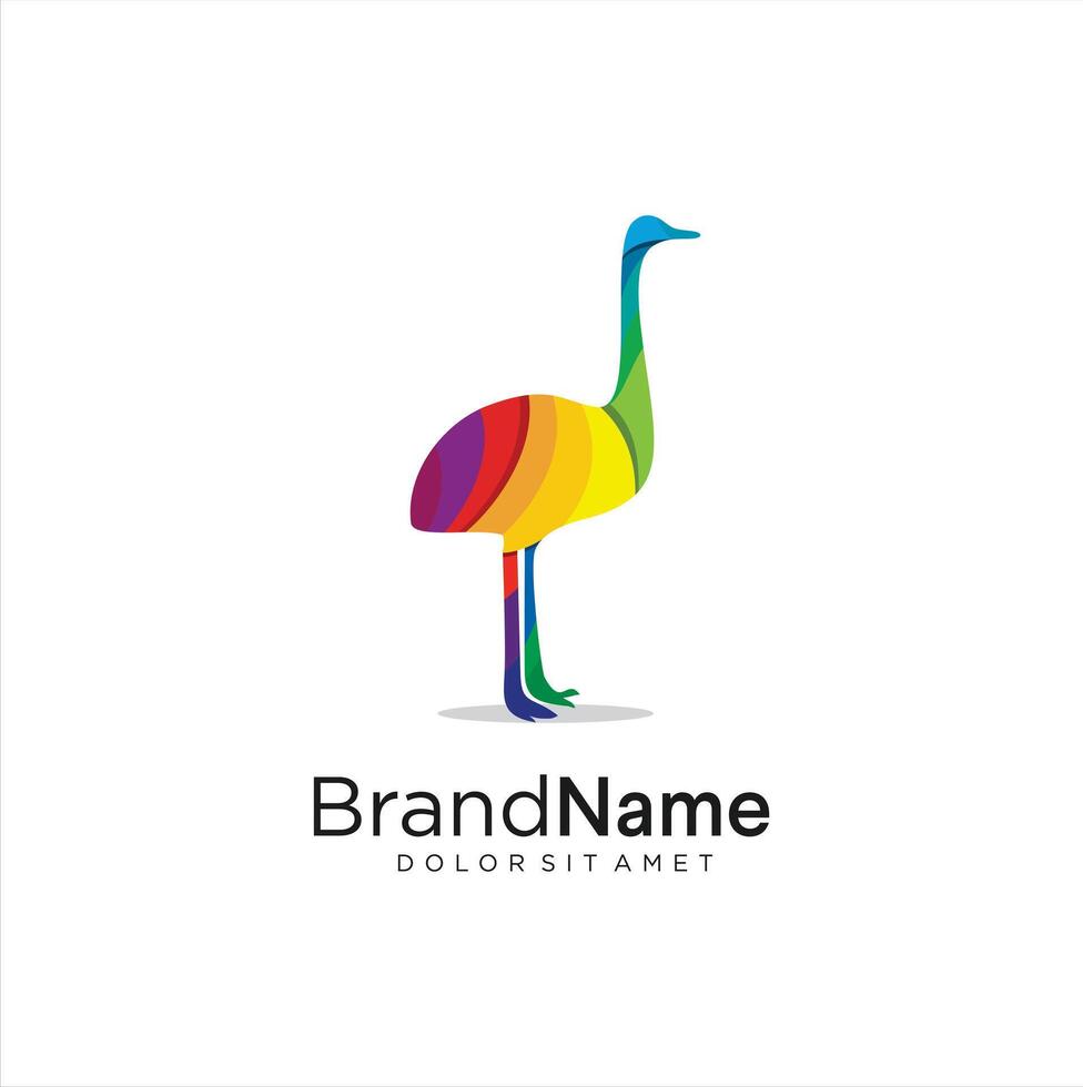 Emu bird logo design template vector
