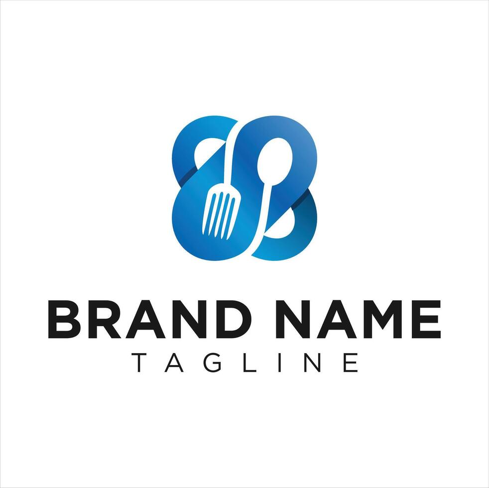 A logo for a restaurant with a fork and knife vector