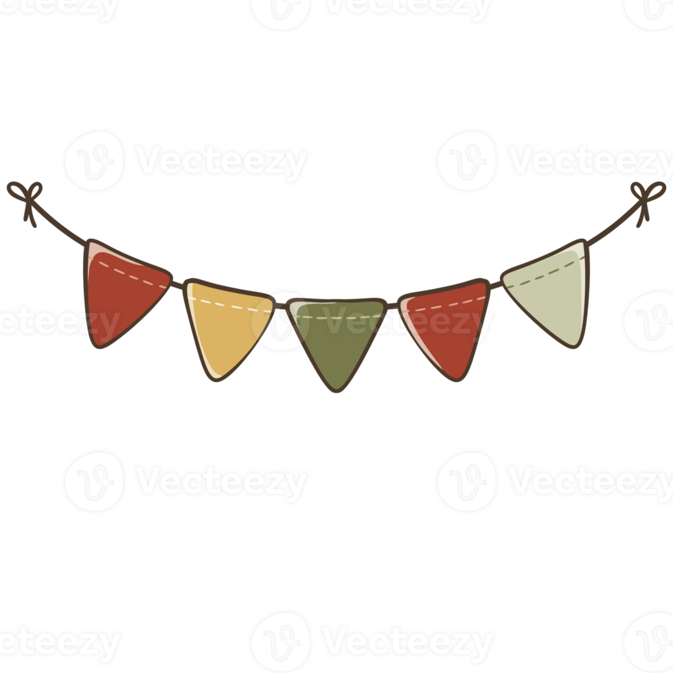 Christmas doodle bunting flag illustration png