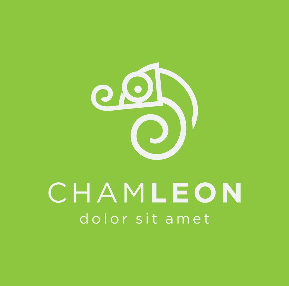 Chamelon logo line art design vector