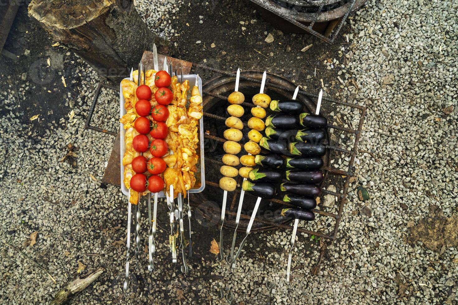 delicious grilled vegetables ,mushrooms, tomato, zucchini, potato photo