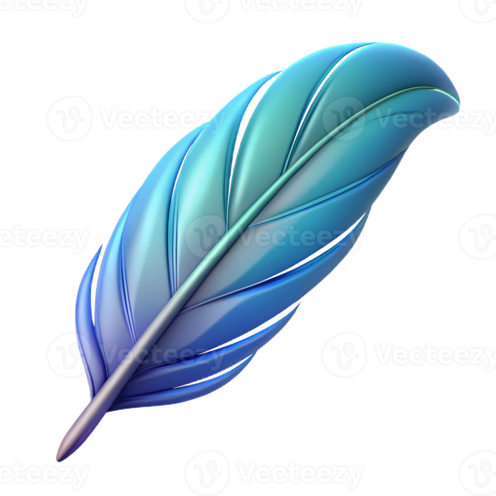 Elegant Blue Feather with Gradient Shading for Nature-Inspired Decorative Art png