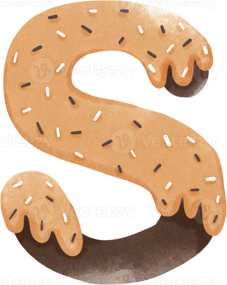 a donut letter s with sprinkles on it png