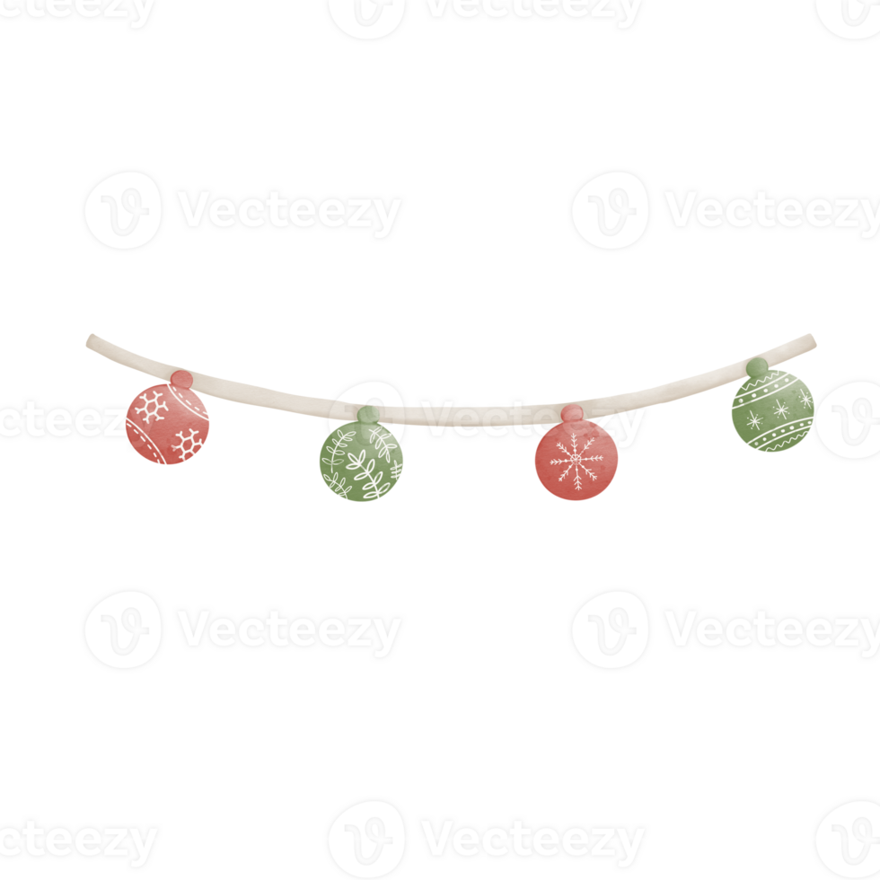 christmas decorations on a rope, , transparent background png