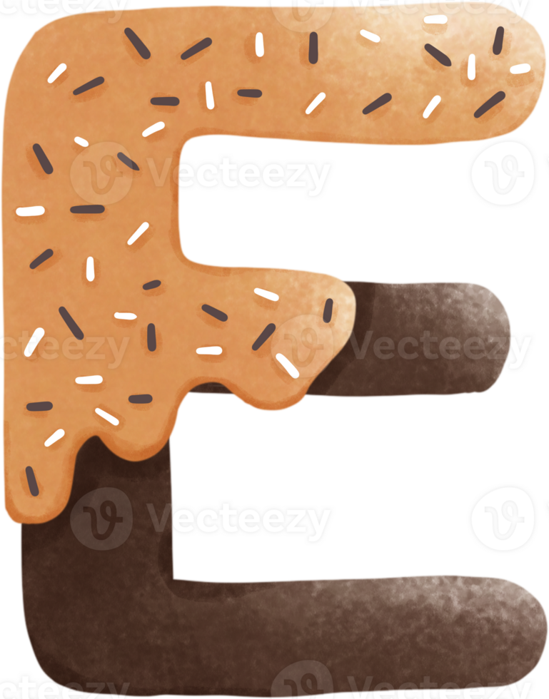 a donut letter e with sprinkles on it png