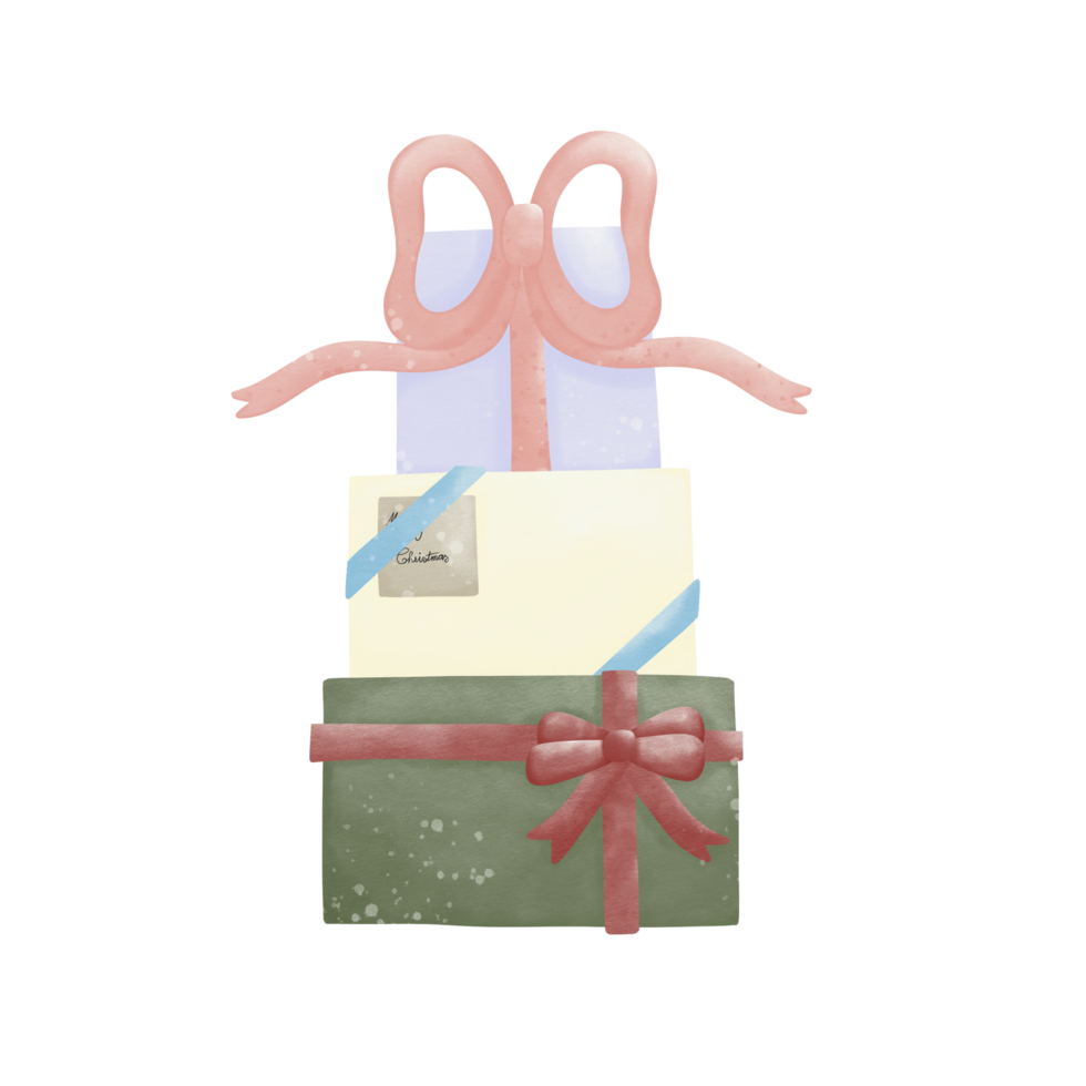 a stack of presents with a bow on top png