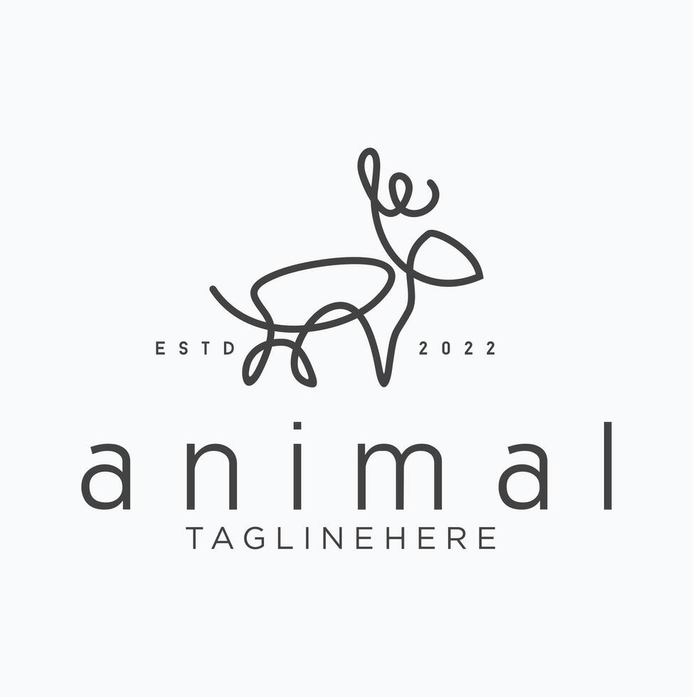 abstract deer logo design line art vector