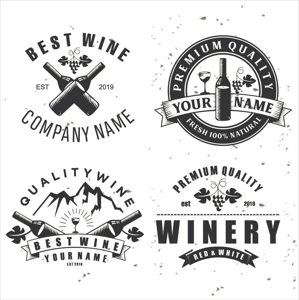 Wine labels and badges set vector