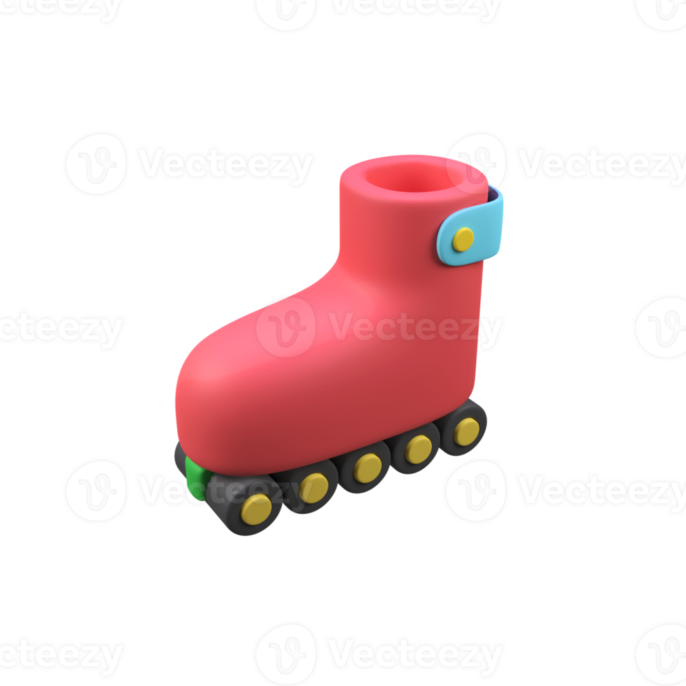 Children's roller skates isolated 3d render icon illustration png