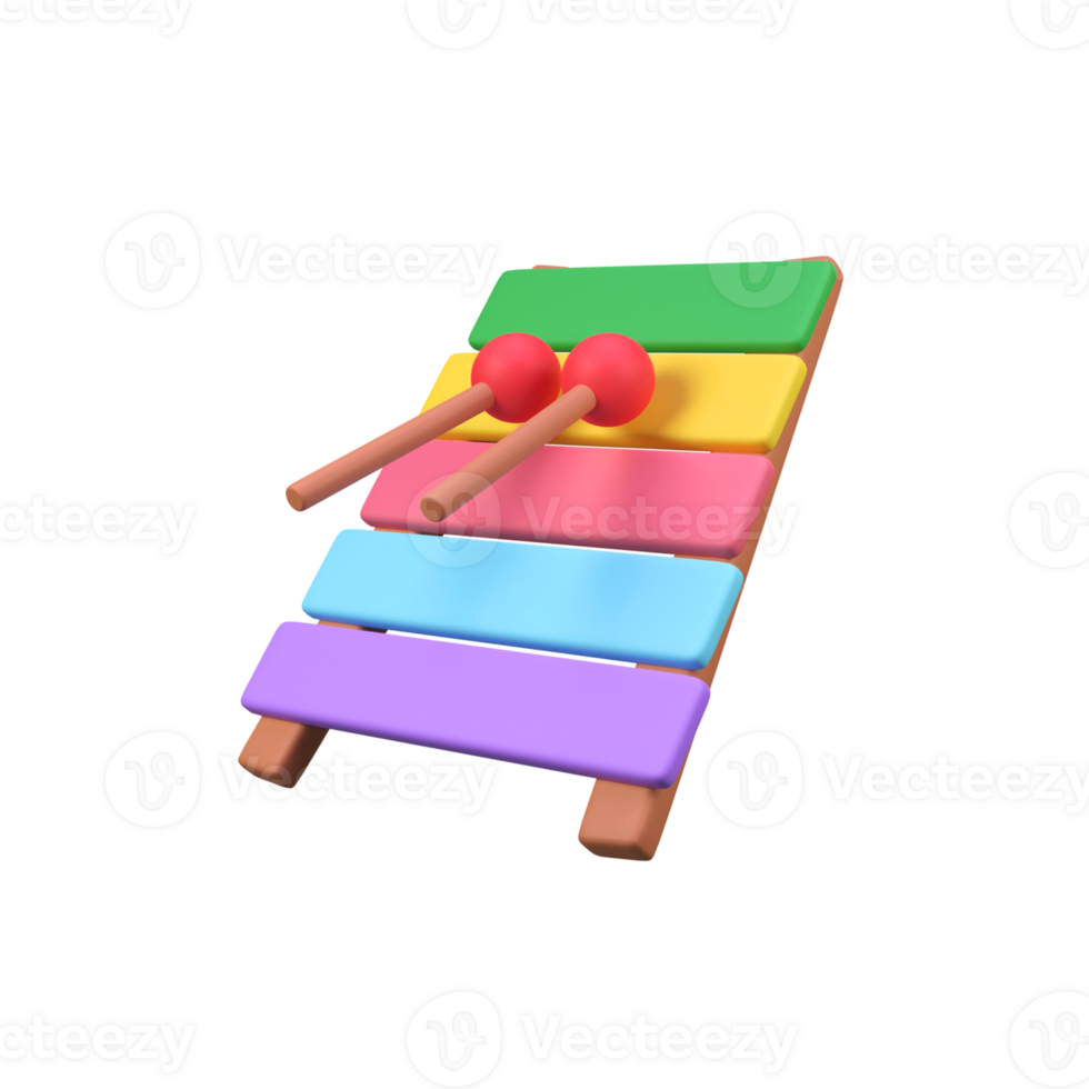 Xylophone isolated 3d render icon illustration png