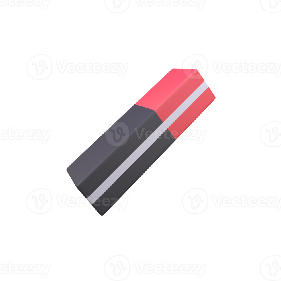 Eraser school isolated 3d render icon illustration png