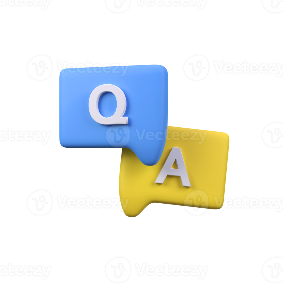 Question answer isolated 3d render icon illustration png