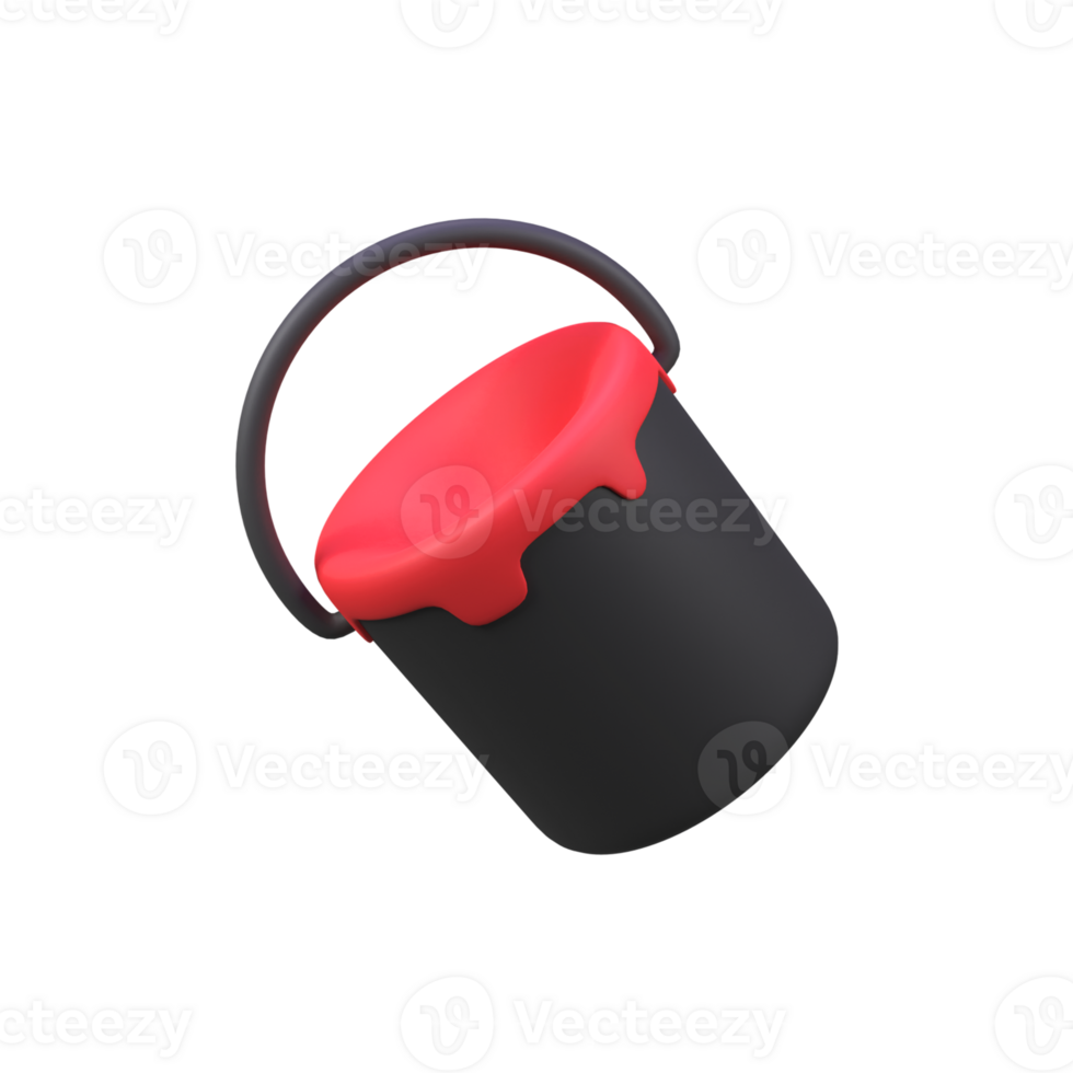 Paint bucket isolated 3d render icon illustration png