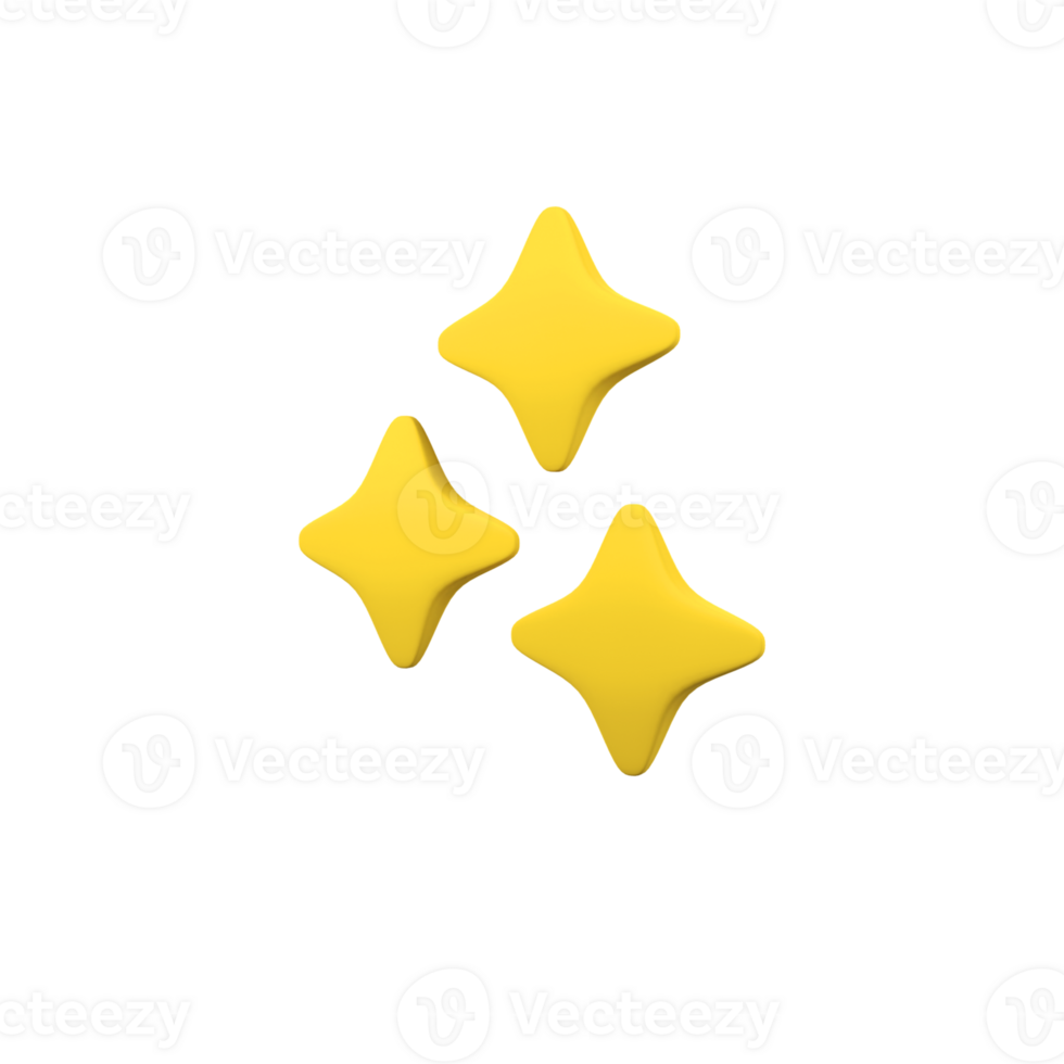 Yellow sparkle isolated 3d render icon illustration png