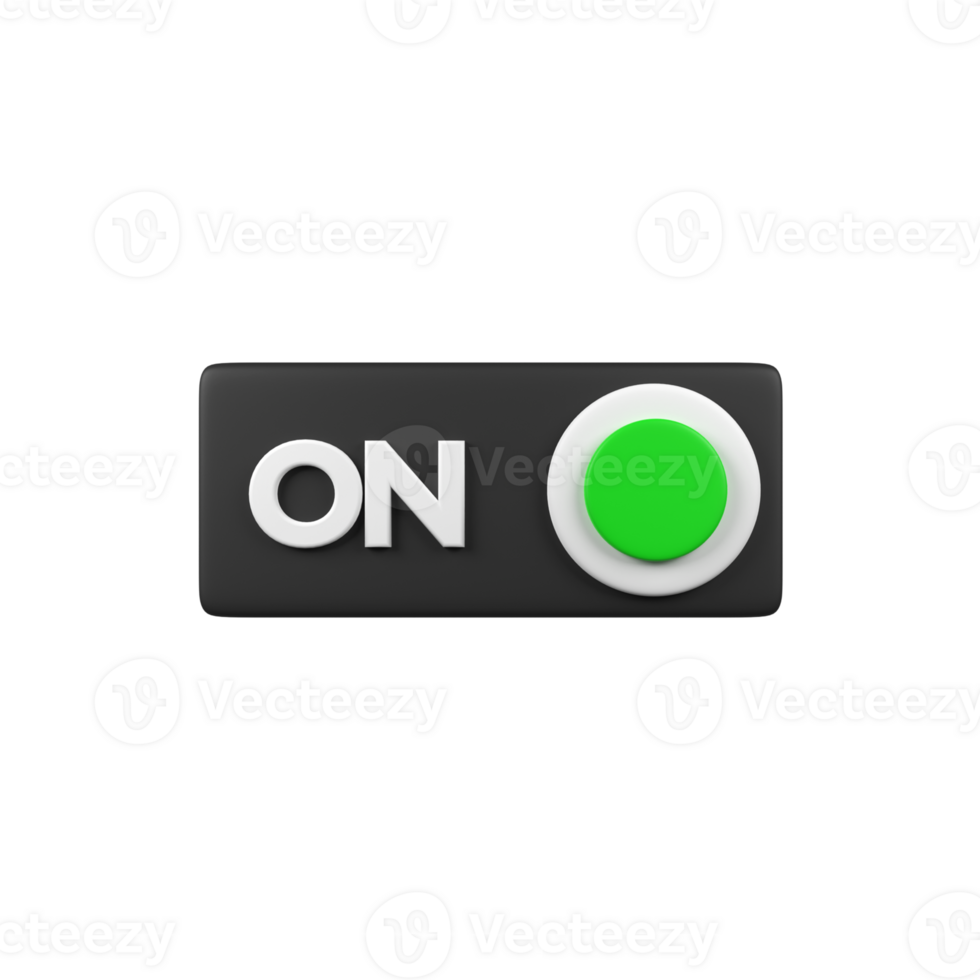 On button isolated 3d render icon illustration png
