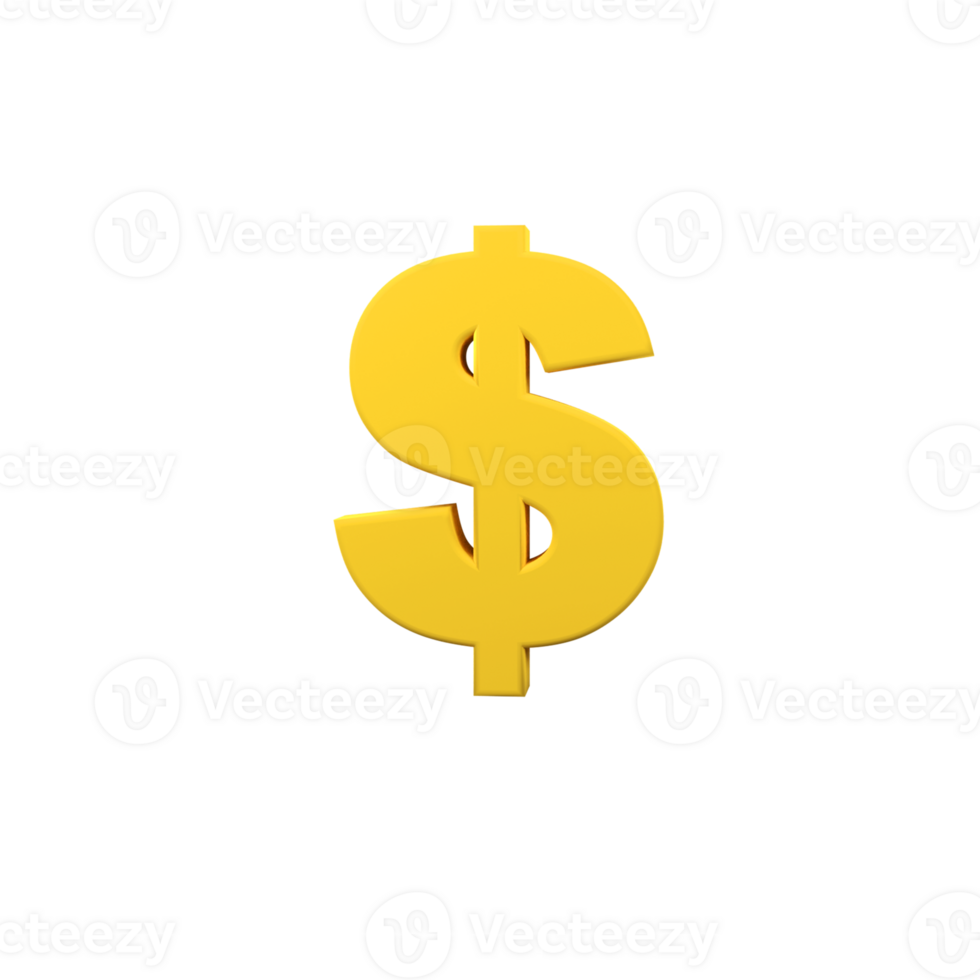 Dollar symbol isolated 3d render icon illustration png