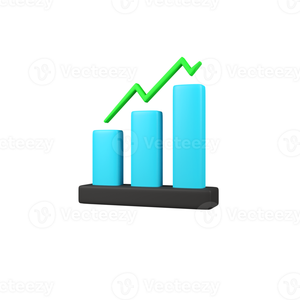 Growth chart infographic isolated 3d render icon illustration png