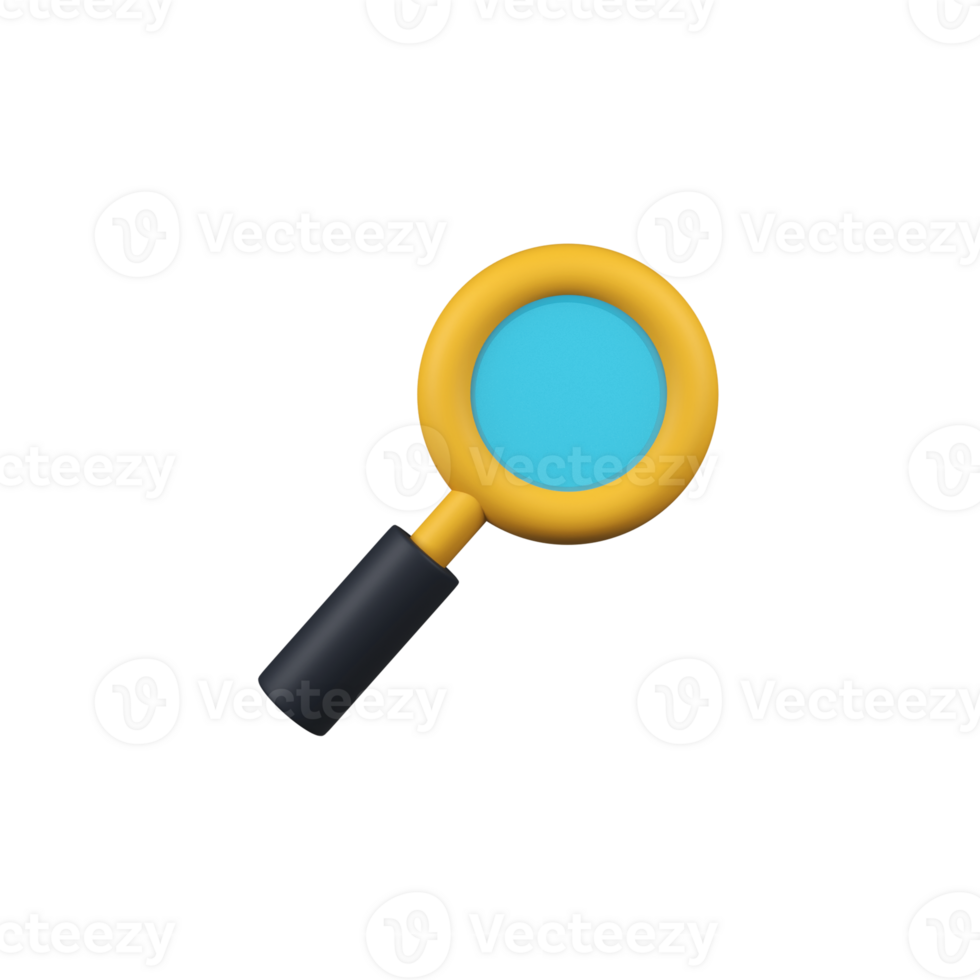 Magnifying glass isolated 3d render icon illustration png