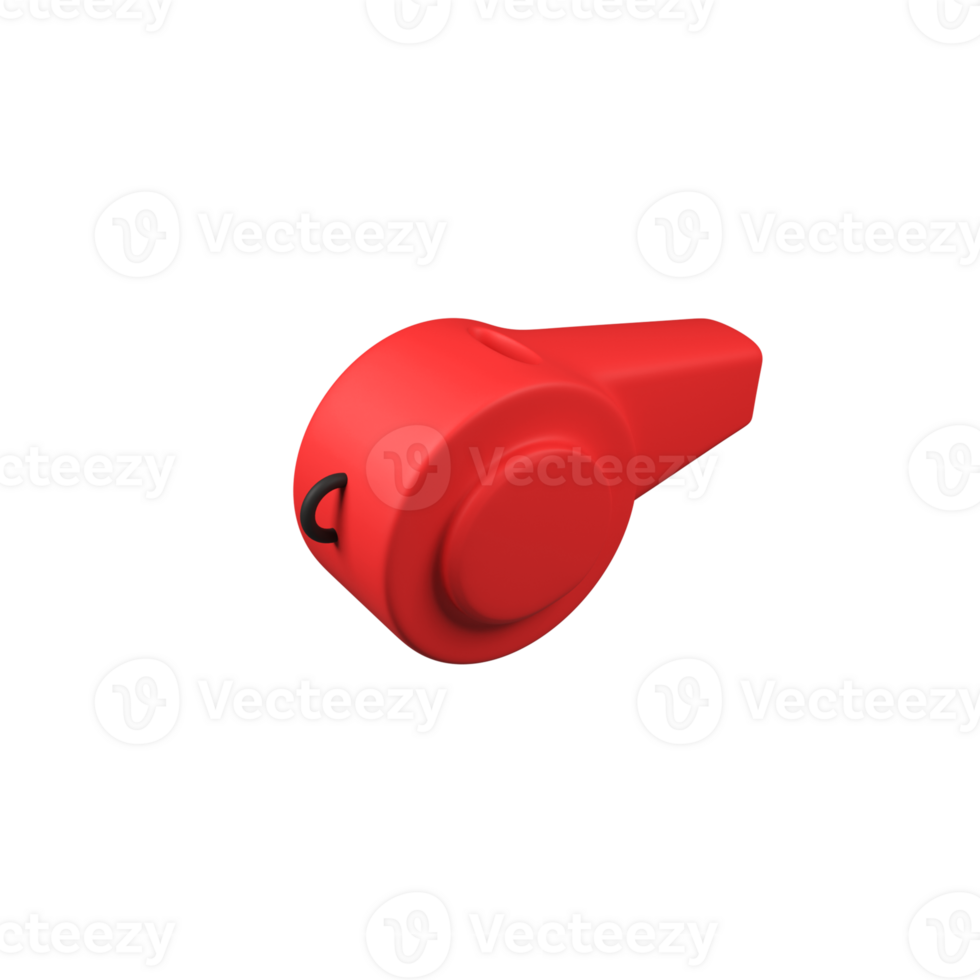 Red whistle isolated 3d render icon illustration png
