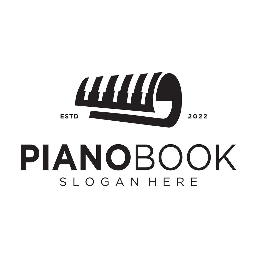 Piano book logo design vector
