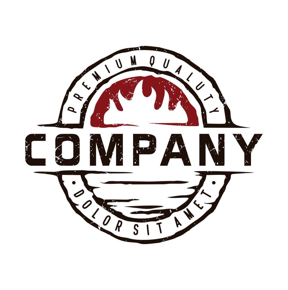 Barbecue fire flame logo design vintage emblem vector