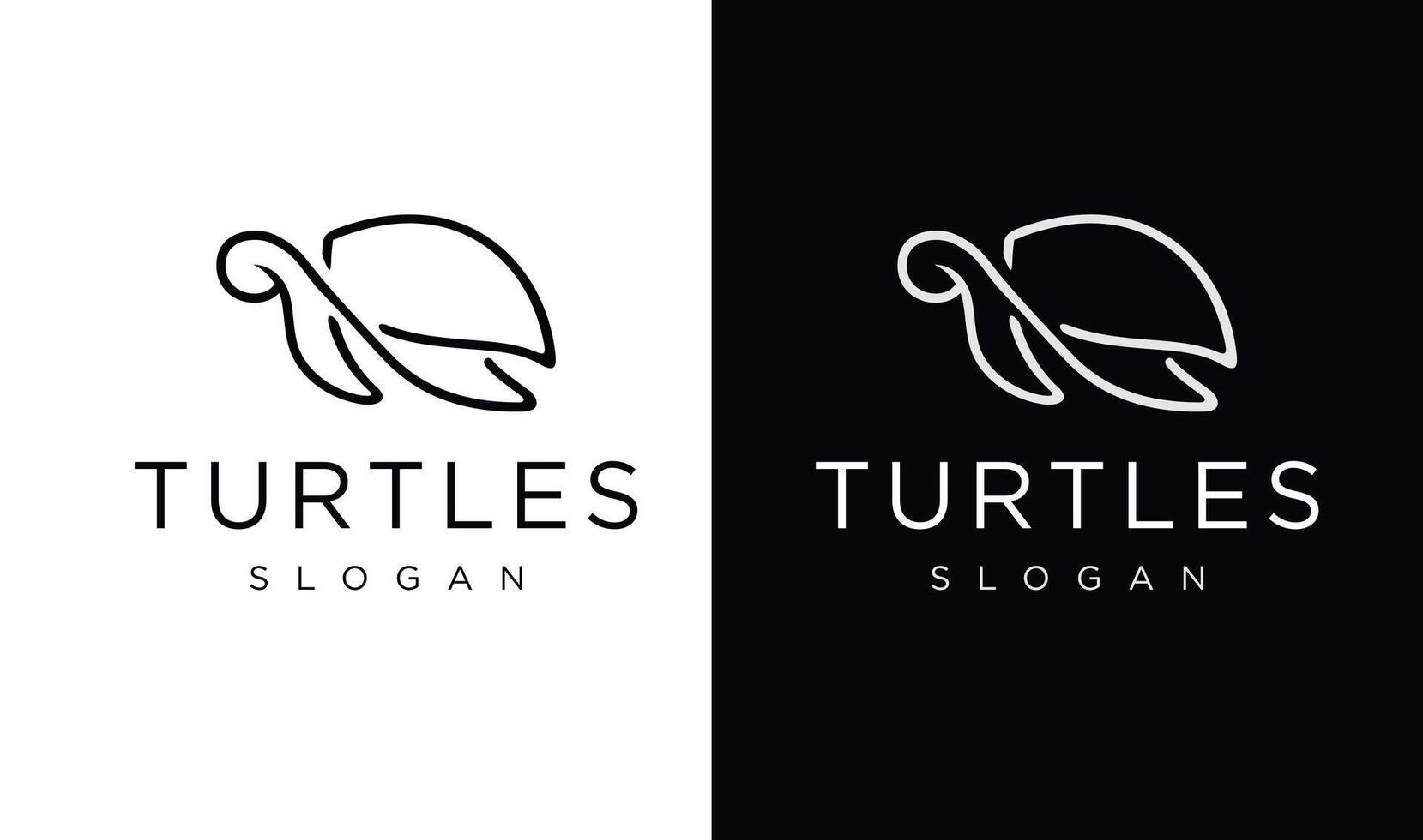 Turtles logo line art design template vector