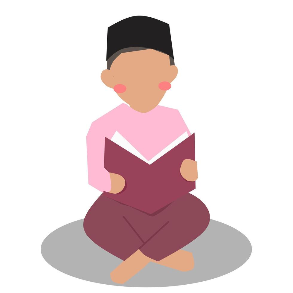 Kid Reading A Book Illustration vector