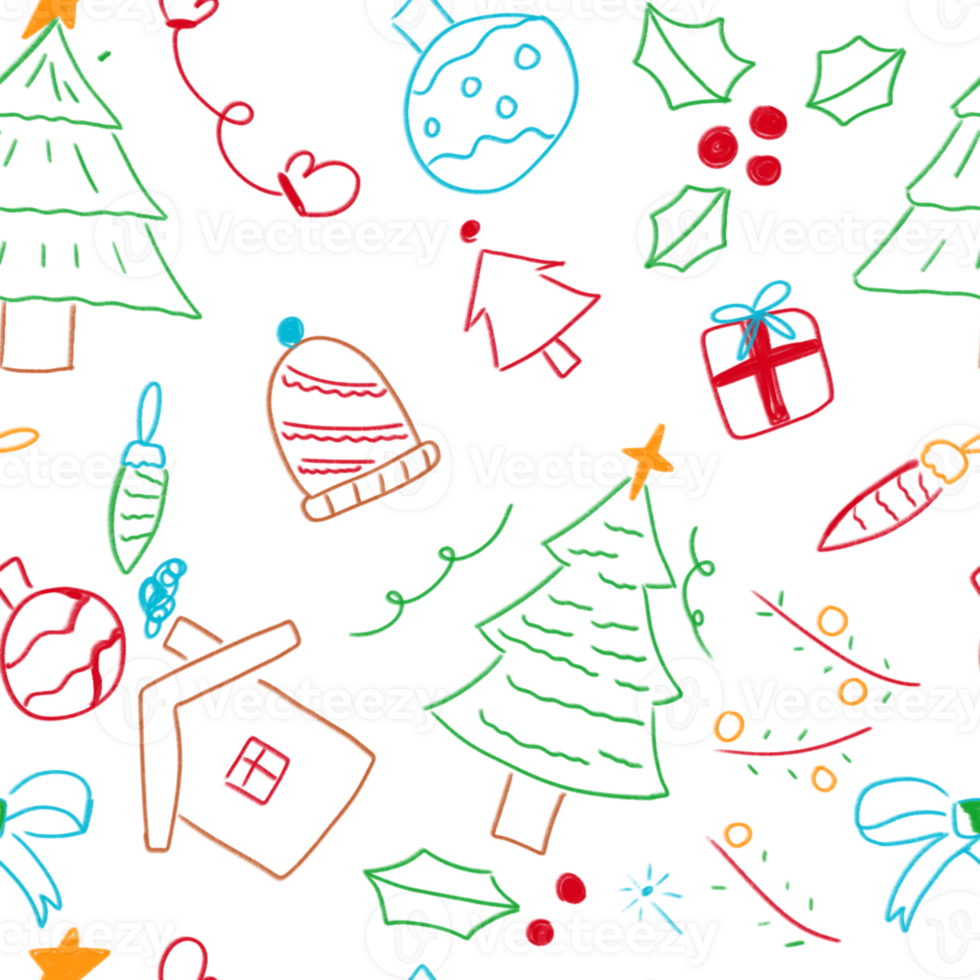 Colorful Hand-Drawn Christmas Doodles Holiday Cheer png