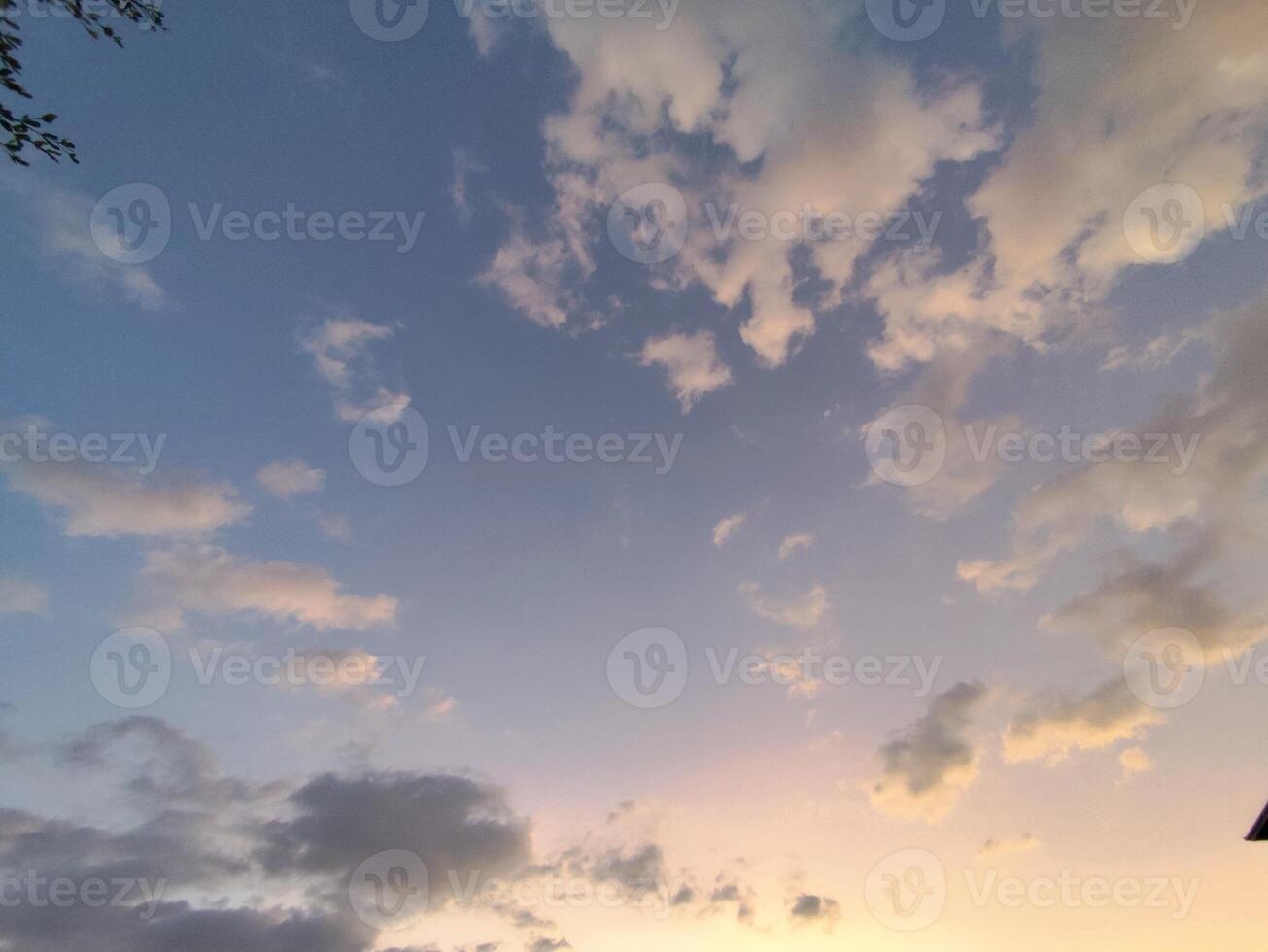 clouds in the blue sky at sunset time, beautiful nature background photo