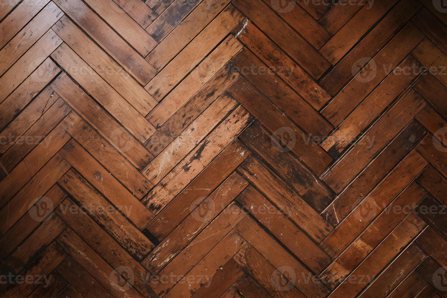 Rich herringbone wood floor, textured with grain patterns, evokes cozy charm photo