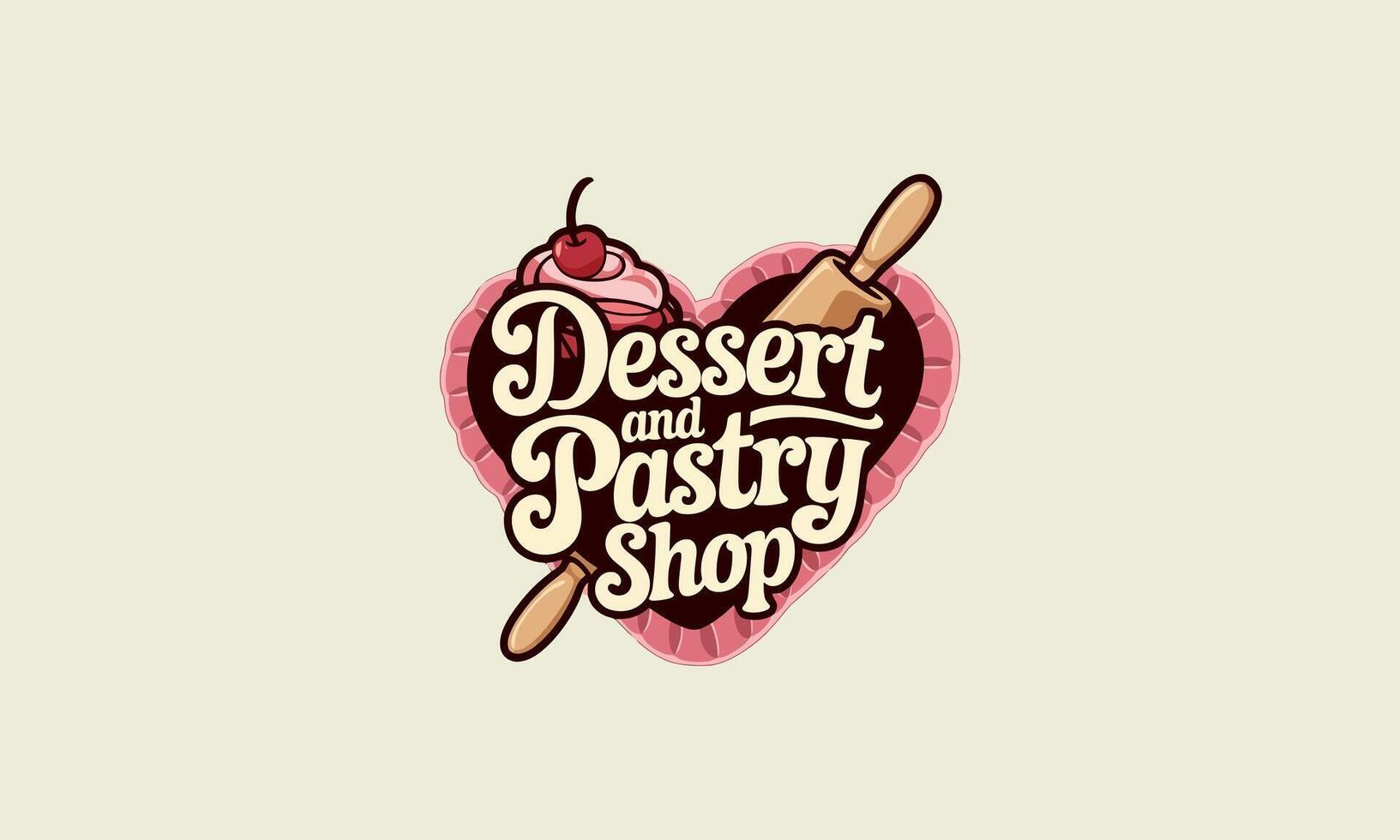 Heart-shaped logo for a dessert and pastry shop vector