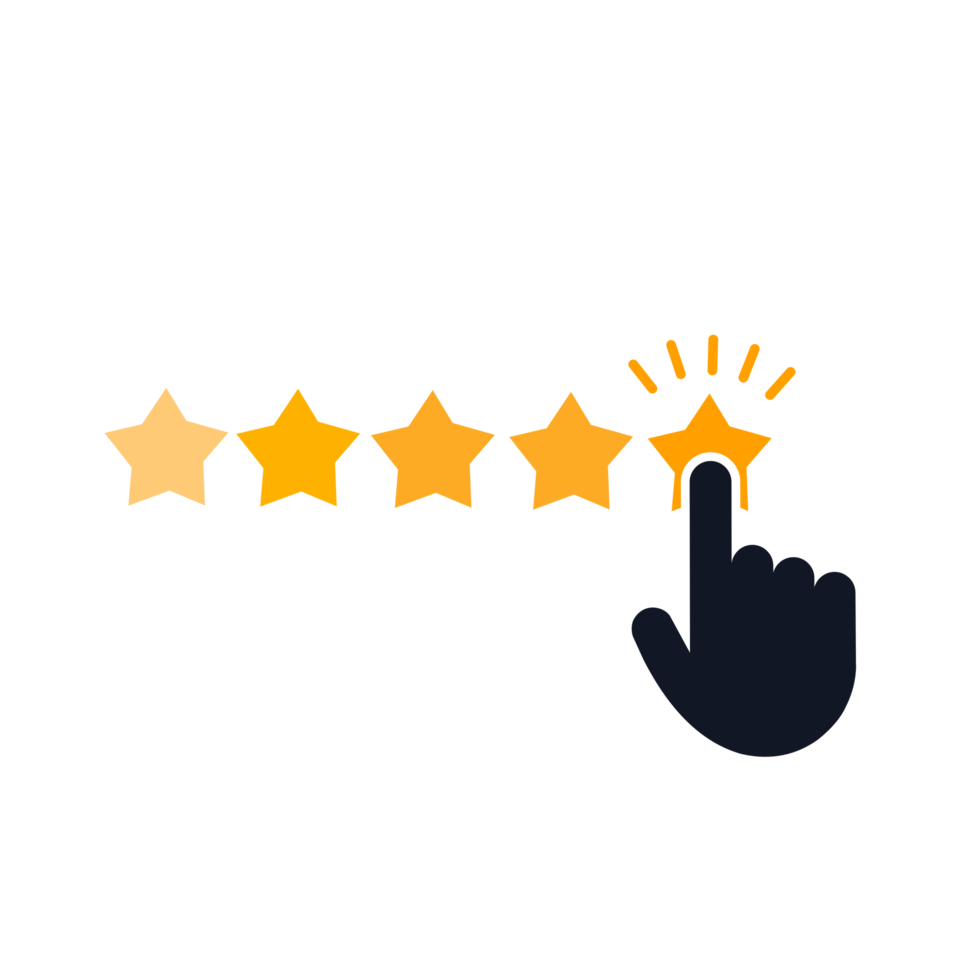 Businessman hand giving five star rating, Feedback concept illustration flat style png