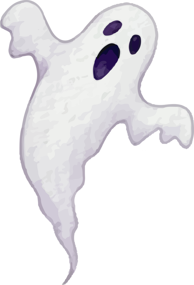 White Floating Ghost with Open Arms Watercolor Illustration Symbol png