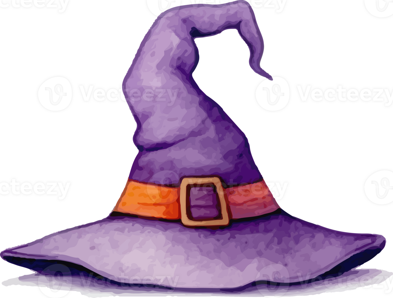 Lavender Witch Hat with Twisted Point Top Watercolor Illustration Element png
